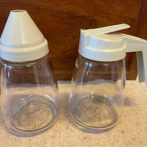 Vintage Sugar and Syrup Glass Dispenser Set